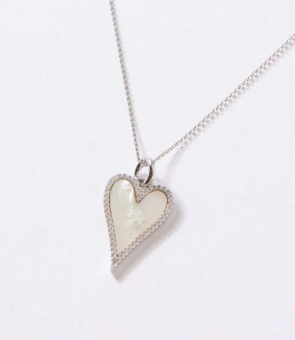 Pavé Mother Of Pearl Heart Necklace