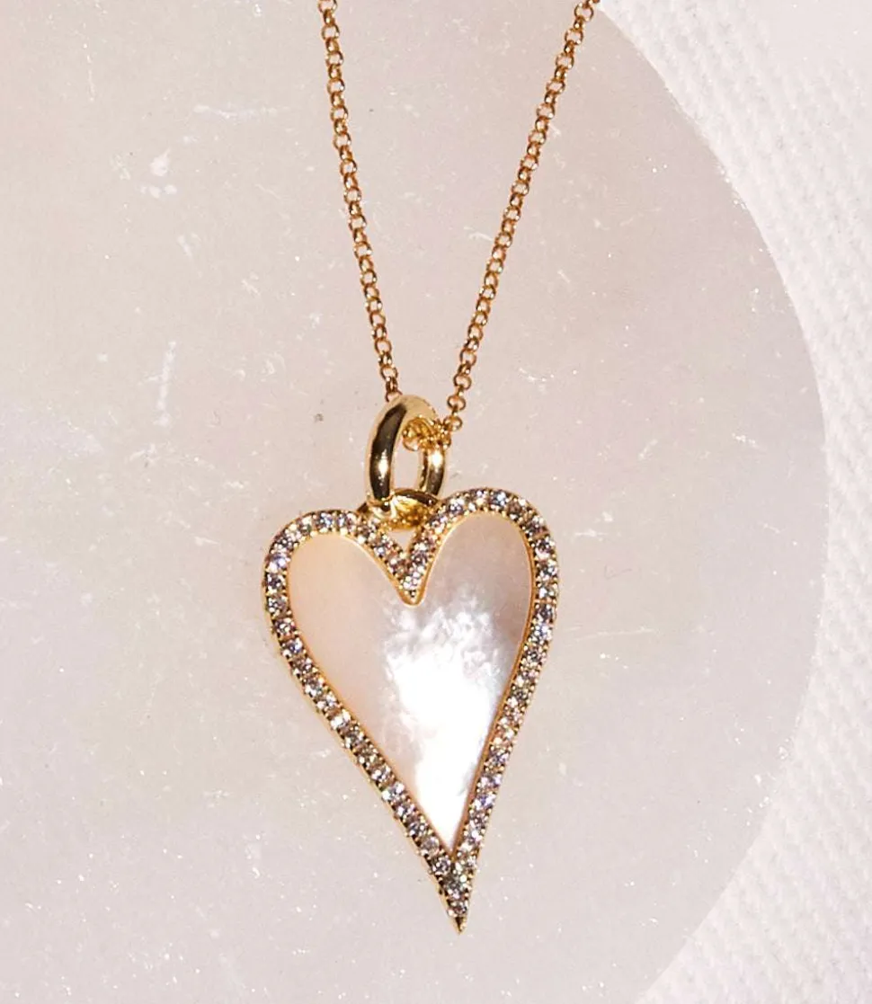 Pavé Mother Of Pearl Heart Necklace