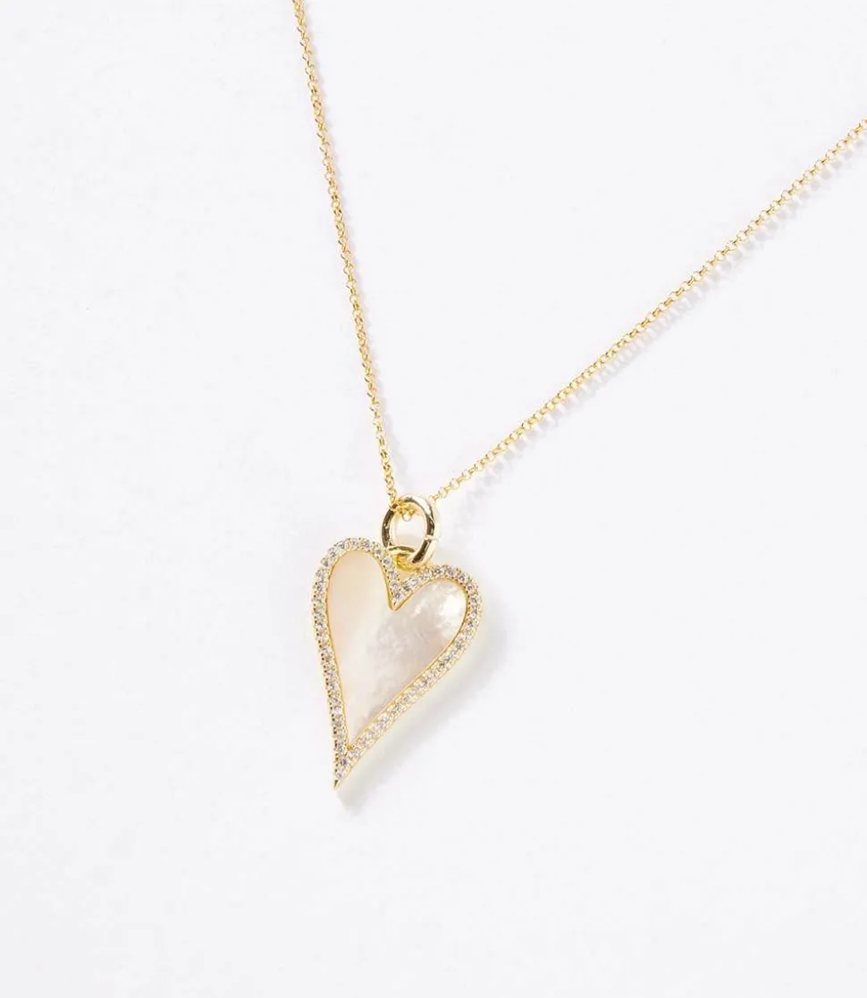 Pavé Mother Of Pearl Heart Necklace