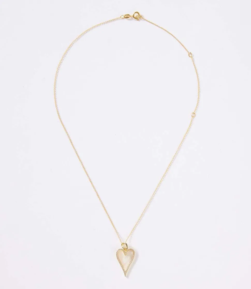 Pavé Mother Of Pearl Heart Necklace