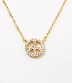 Pavé Peace Sign Necklace