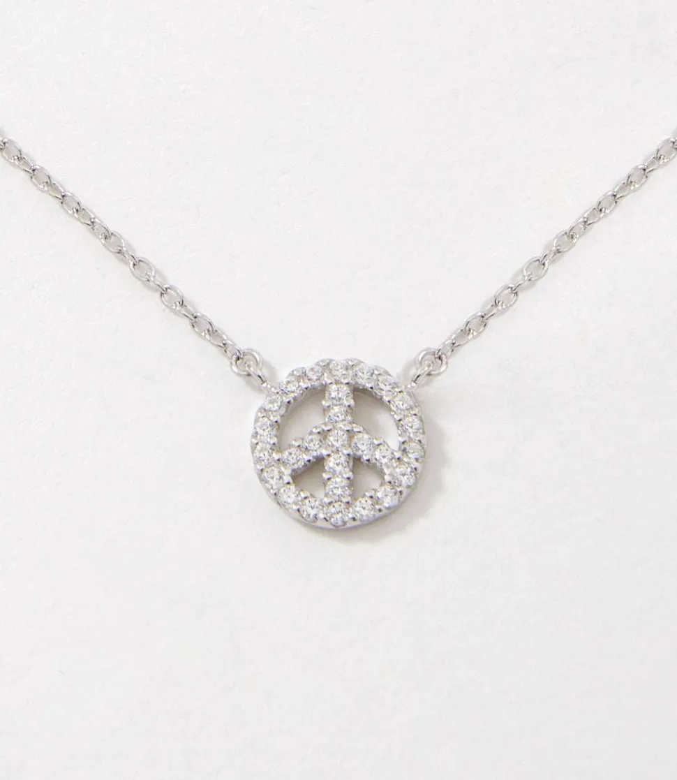 Pavé Peace Sign Necklace