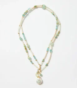 Pearl And Gemstone Cluster Necklace