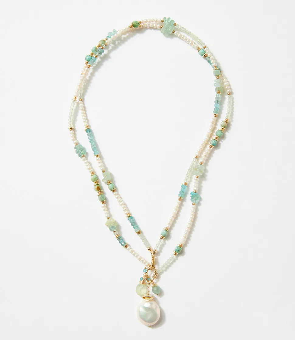 Pearl And Gemstone Cluster Necklace
