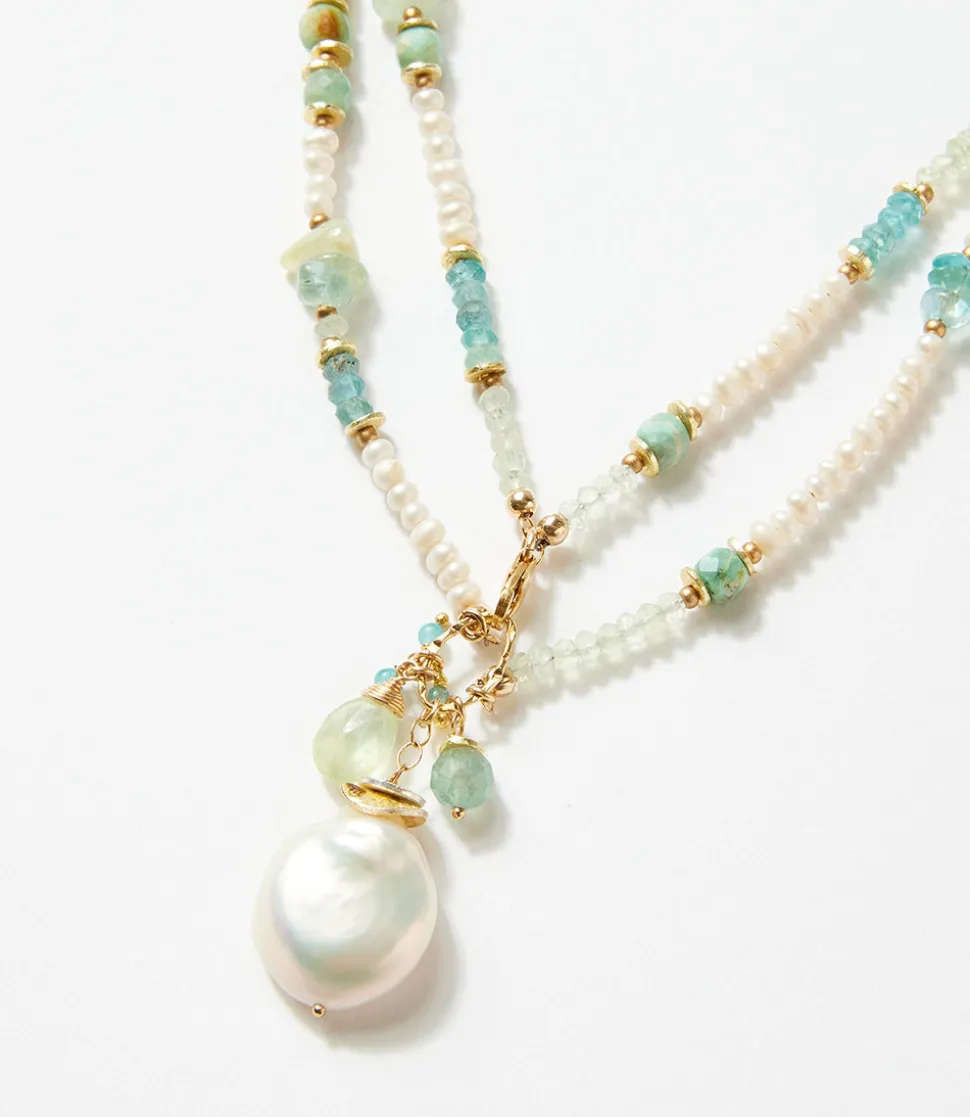 Pearl And Gemstone Cluster Necklace