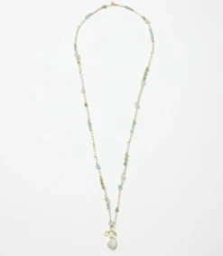 Pearl And Gemstone Cluster Necklace