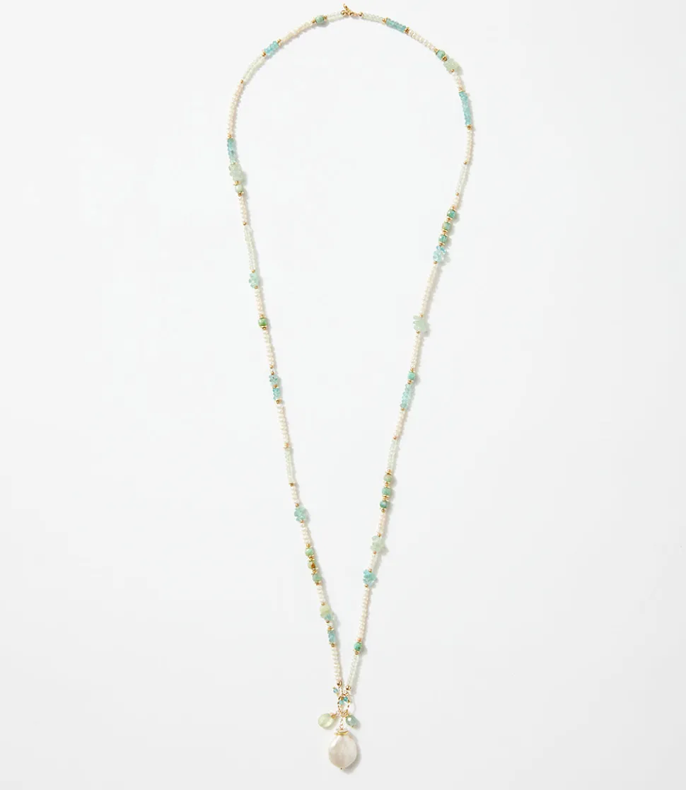 Pearl And Gemstone Cluster Necklace