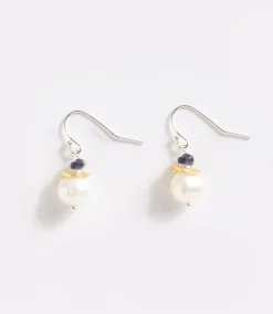 Pearl and Kyanite Drop Earrings