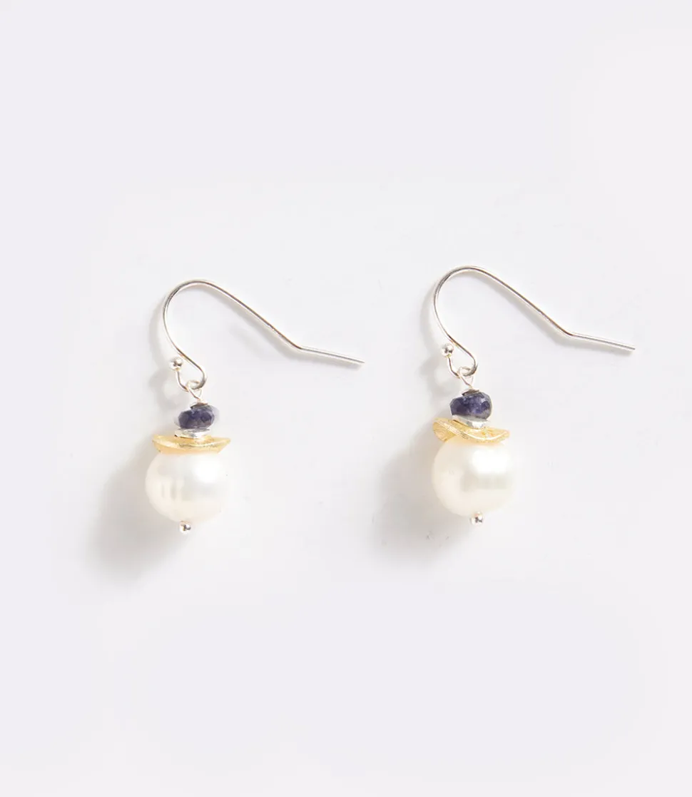 Pearl and Kyanite Drop Earrings