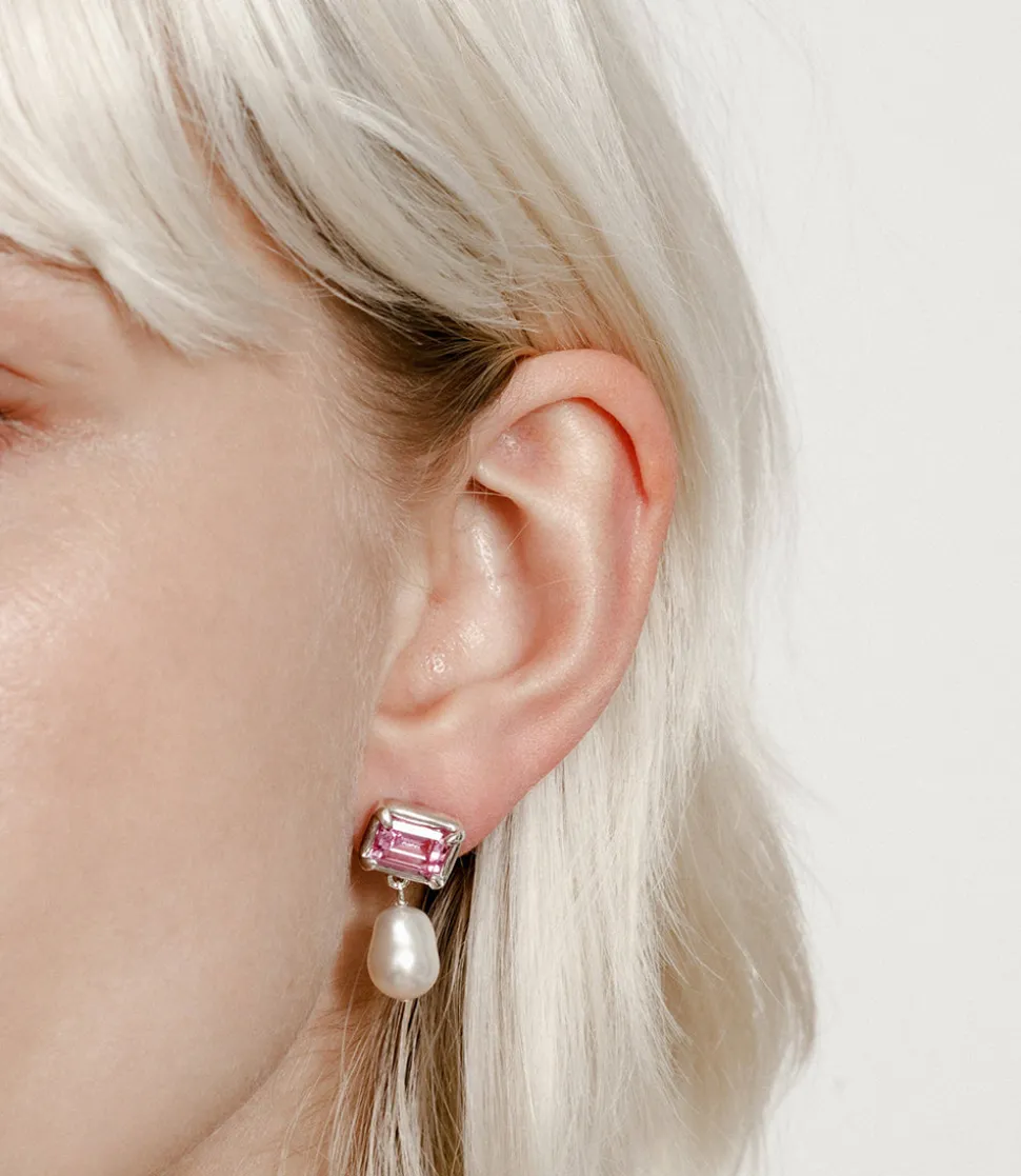 Pearl And Sapphire Earrings