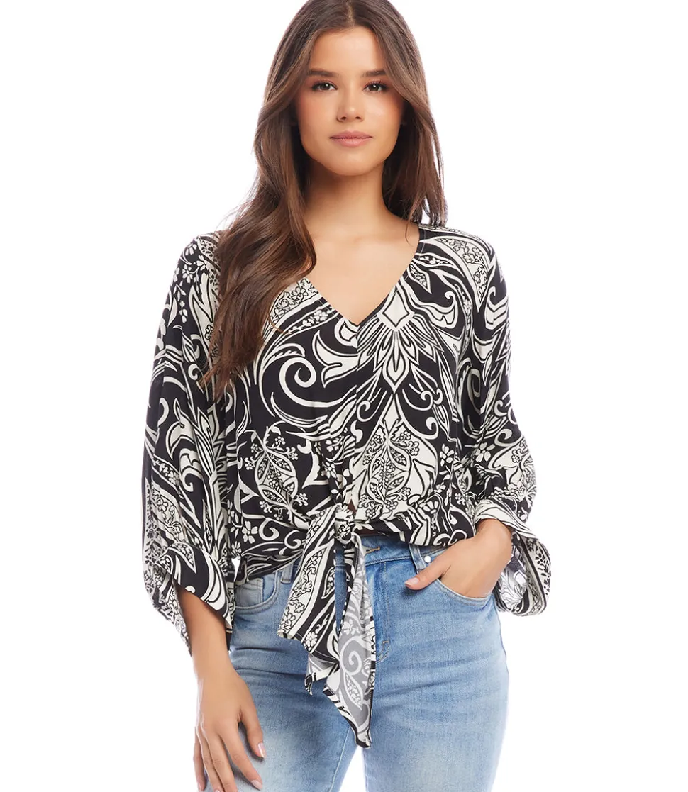 Petite Blouson Sleeve Tie-Front Top