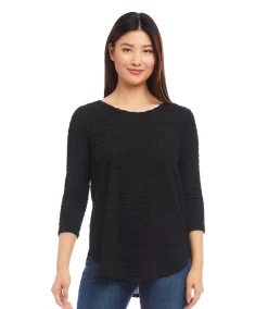 Petite Size 3/4 Sleeve Shirttail Top