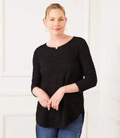 Petite Size 3/4 Sleeve Shirttail Top