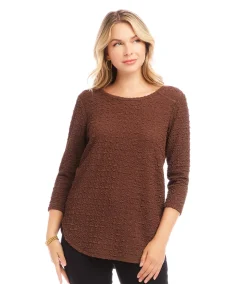 Petite Size 3/4 Sleeve Shirttail Top