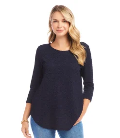 Petite Size 3/4 Sleeve Shirttail Top