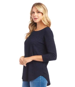 Petite Size 3/4 Sleeve Shirttail Top