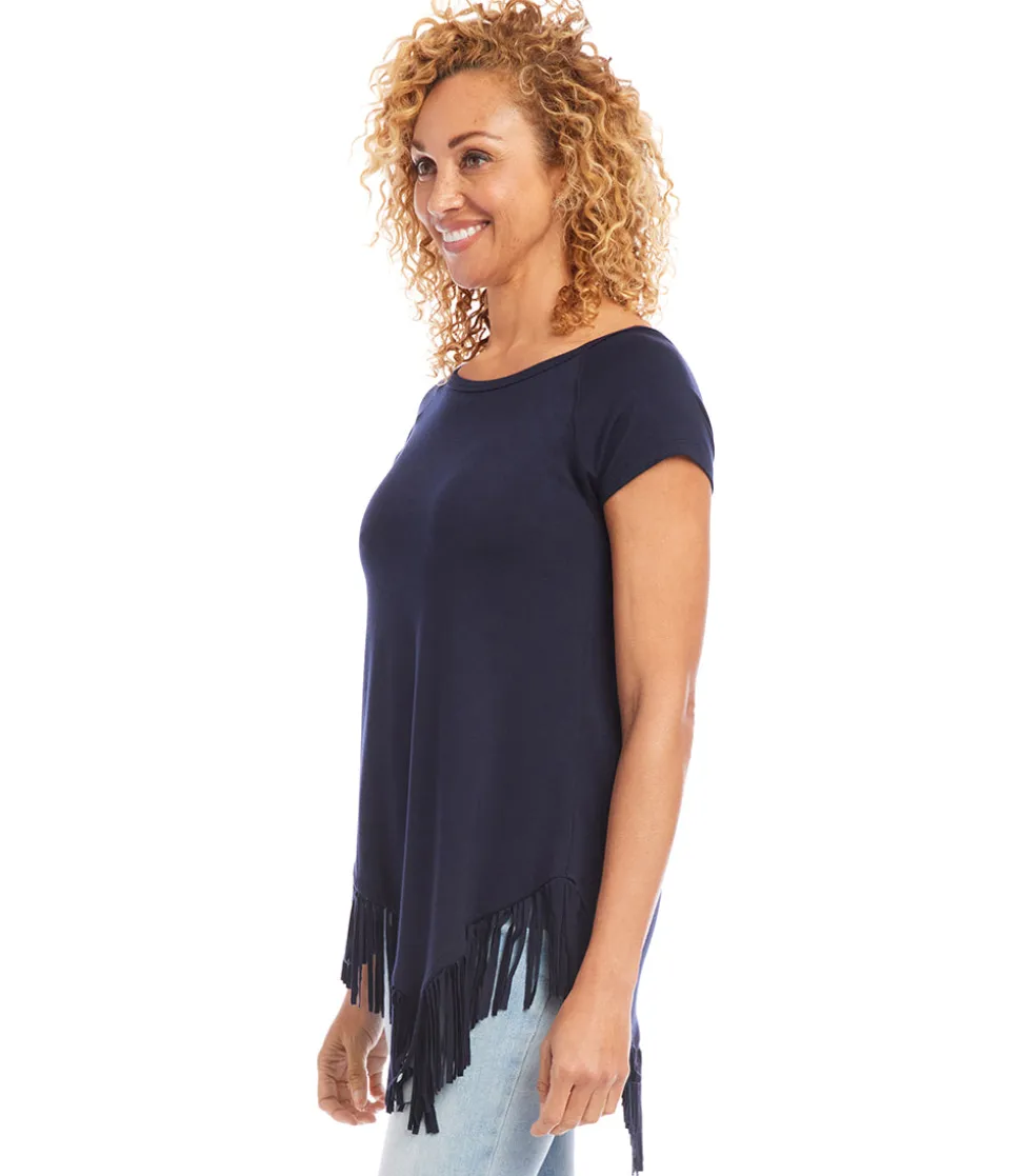 Petite Size Angled Fringe Top