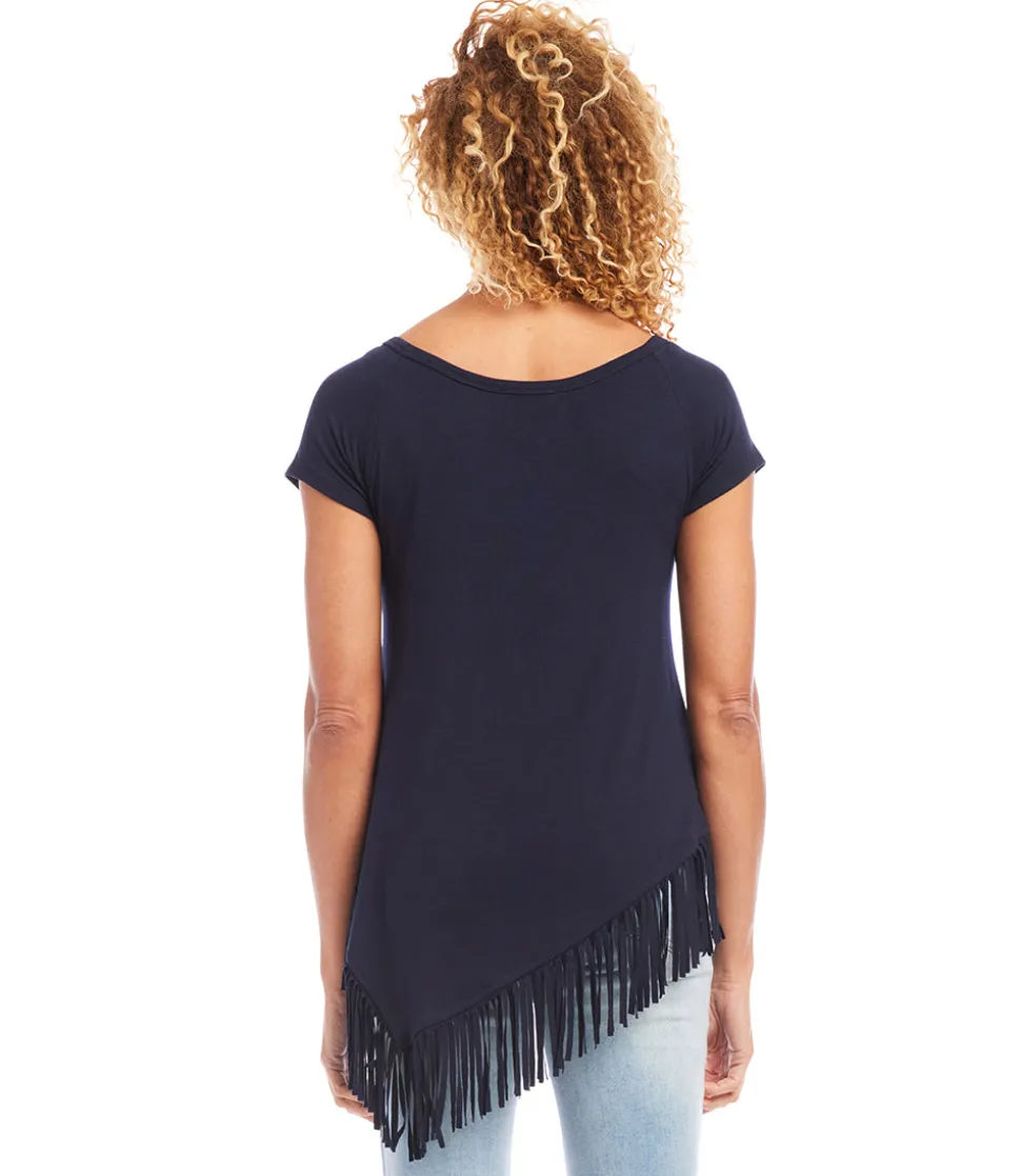 Petite Size Angled Fringe Top
