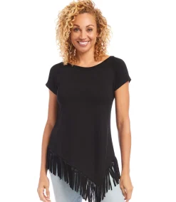 Petite Size Angled Fringe Top