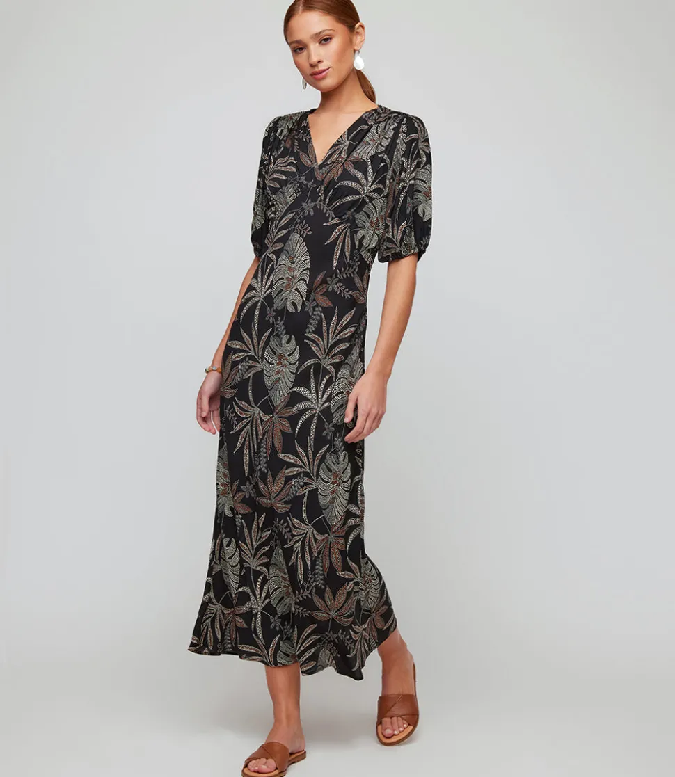 Petite Size Bias Puff Sleeve Dress