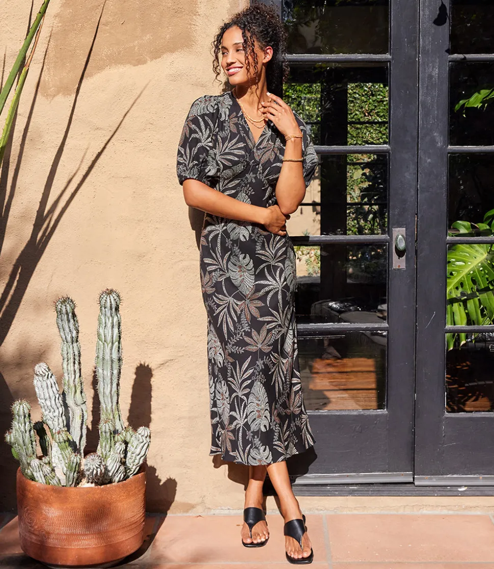 Petite Size Bias Puff Sleeve Dress