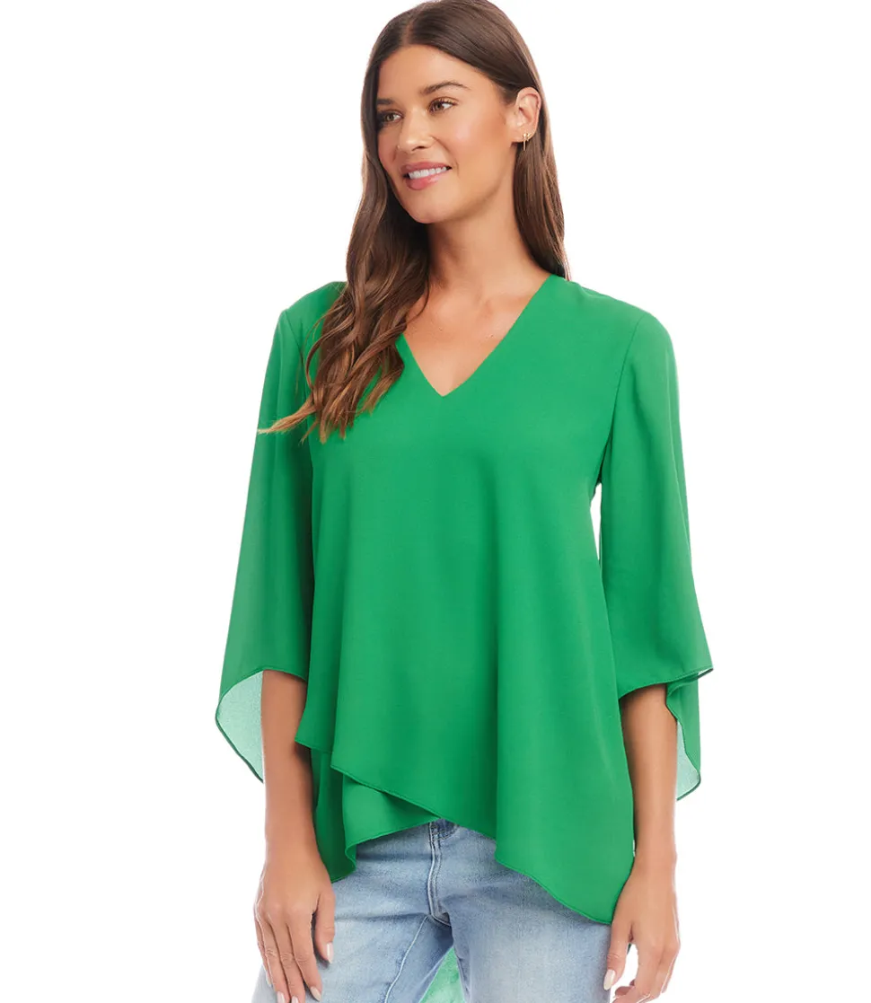 Petite Size Bracelet Sleeve Asymmetric Top