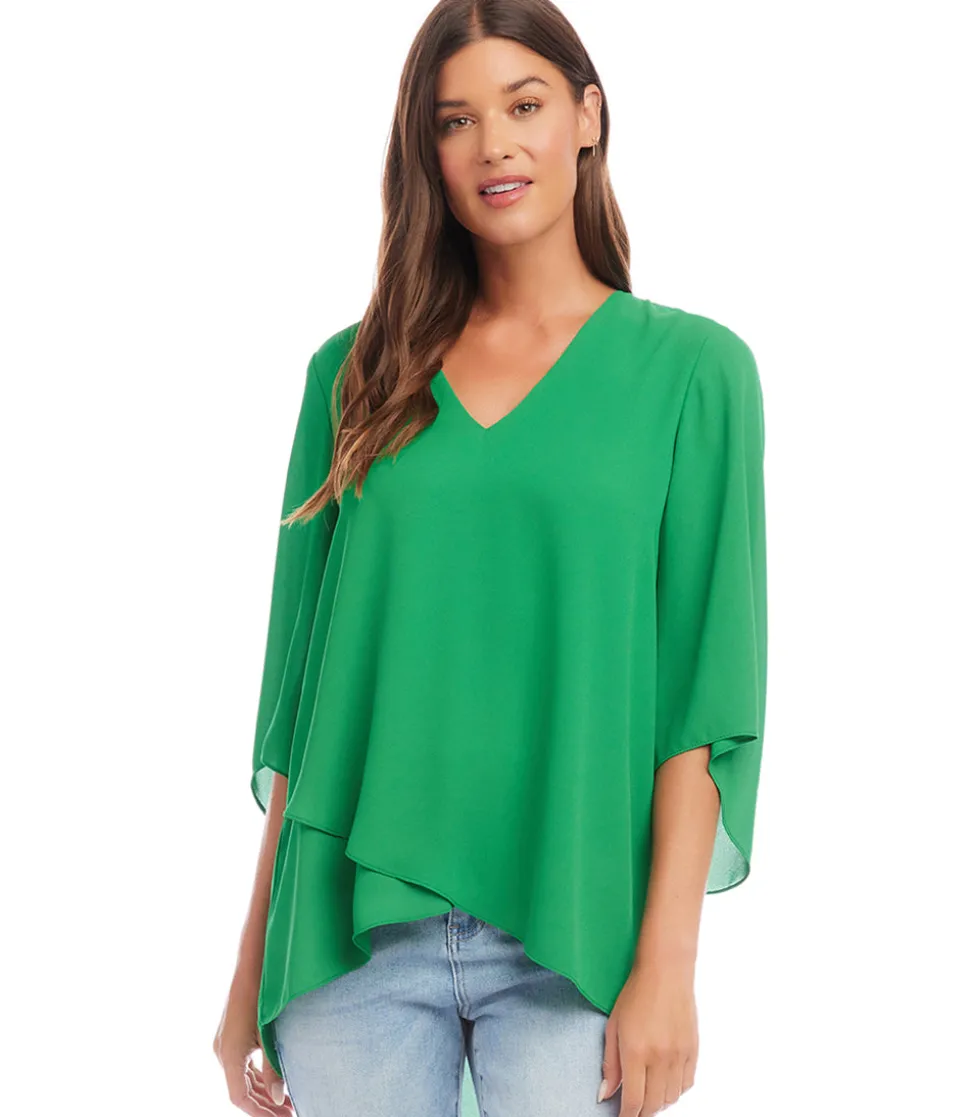 Petite Size Bracelet Sleeve Asymmetric Top