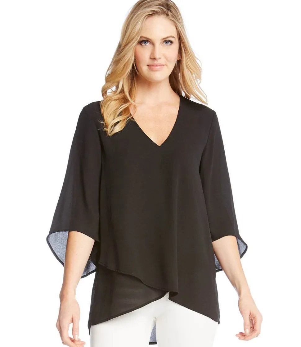 Petite Size Bracelet Sleeve Asymmetric Top