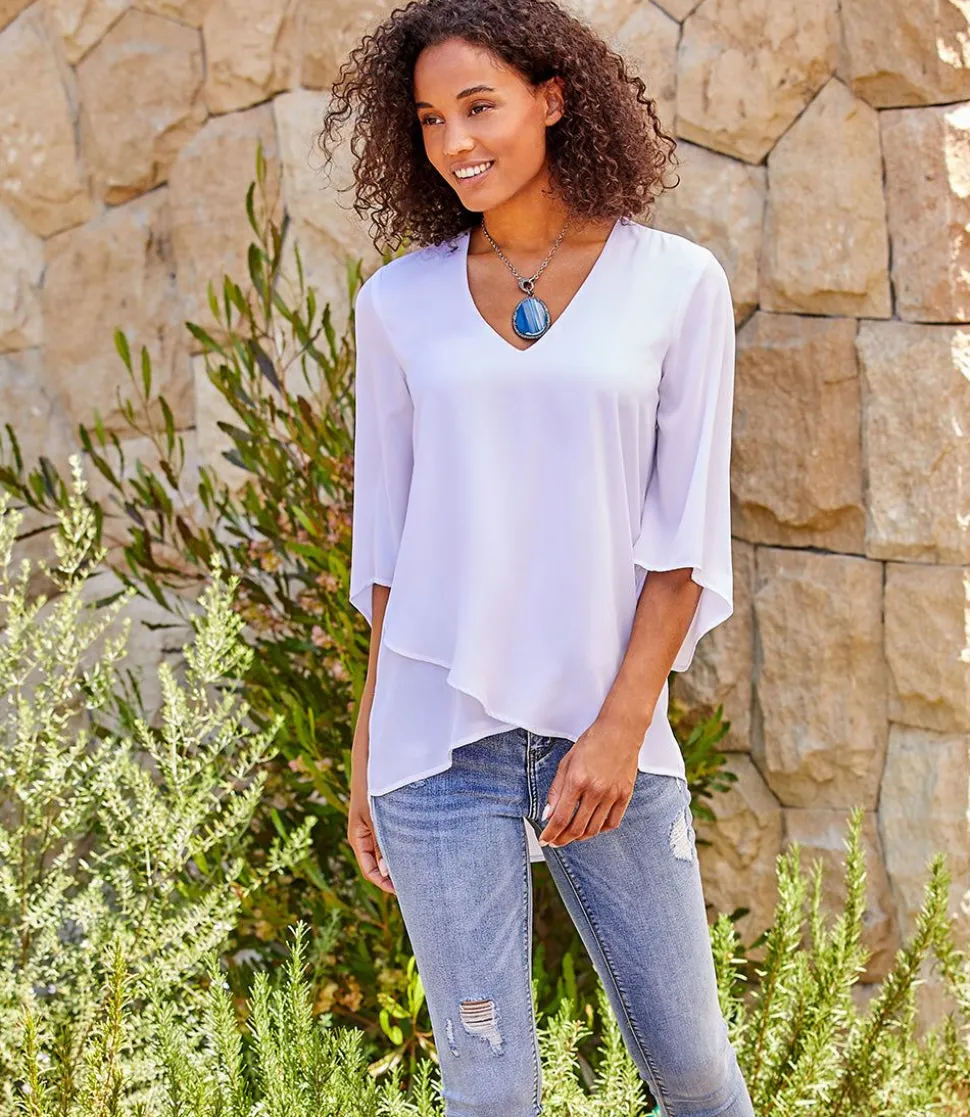 Petite Size Bracelet Sleeve Asymmetric Top