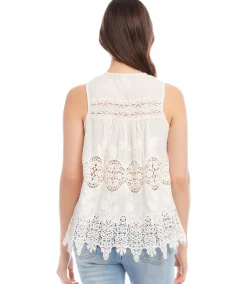 Petite Size Embroidered Lace Top