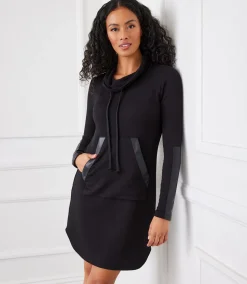 Petite Size Faux Leather Patch Dress
