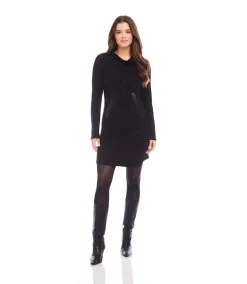 Petite Size Faux Leather Patch Dress