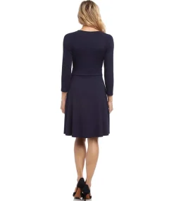 Petite Size Faux Wrap Drape Dress