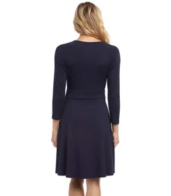 Petite Size Faux Wrap Drape Dress