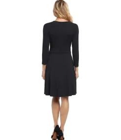 Petite Size Faux Wrap Drape Dress
