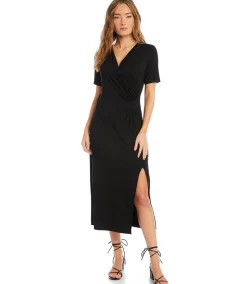 Petite Size Faux Wrap Midi Dress