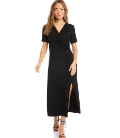 Petite Size Faux Wrap Midi Dress