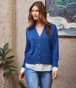 Petite Size Layered Sweater Cardigan