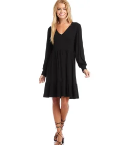 Petite Size Long Sleeve Tiered Dress
