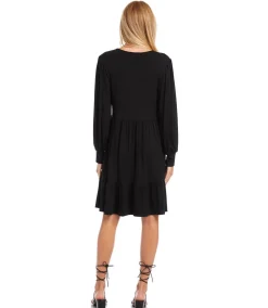 Petite Size Long Sleeve Tiered Dress
