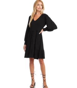 Petite Size Long Sleeve Tiered Dress