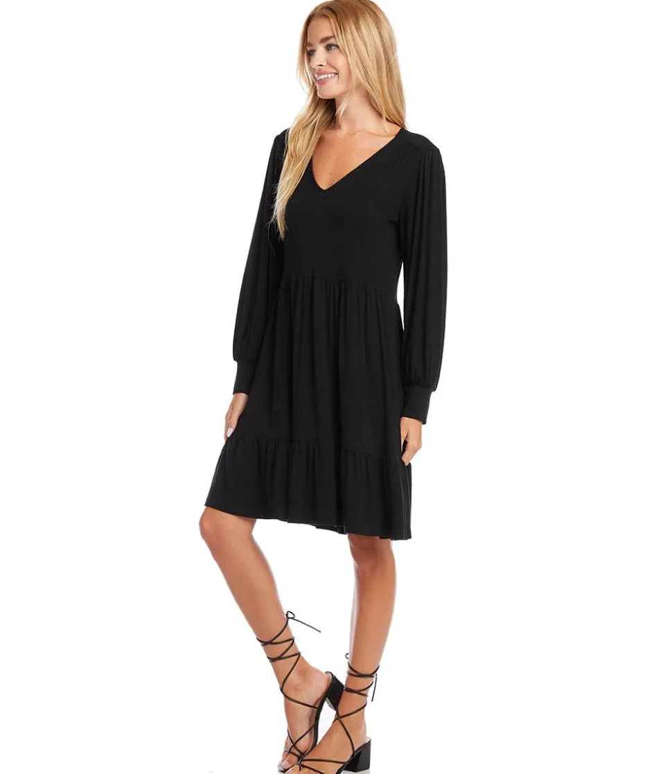 Petite Size Long Sleeve Tiered Dress