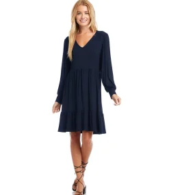 Petite Size Long Sleeve Tiered Dress