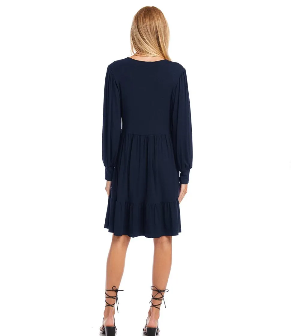 Petite Size Long Sleeve Tiered Dress