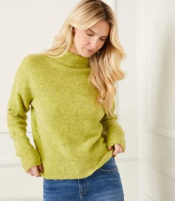 Petite Size Mock Neck Boucle Sweater