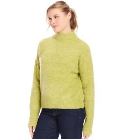 Petite Size Mock Neck Boucle Sweater
