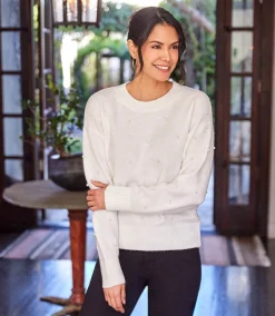 Petite Size Pearl Crewneck Sweater