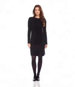 Petite Size Shirred Long Sleeve Dress