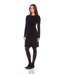 Petite Size Shirred Long Sleeve Dress