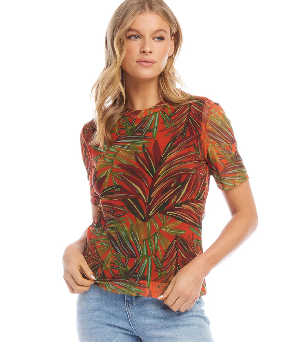 Petite Size Short Sleeve Mesh Top